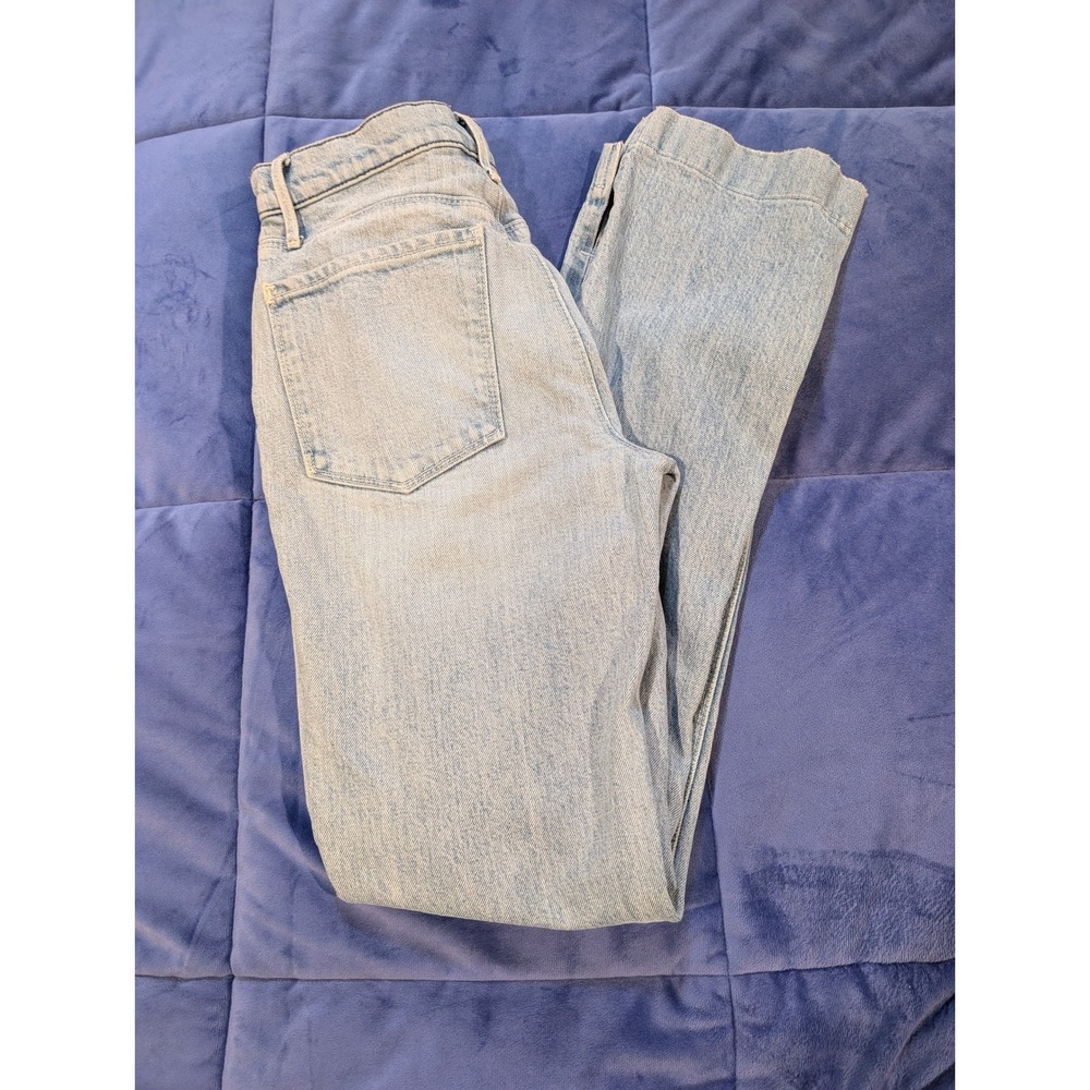 RtA Straight Leg Jeans Women Light Blue Split‎ Hem - Size 24